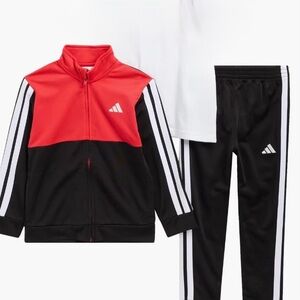 adidas Kids Red and Black 3-Piece Tracksuit Set
